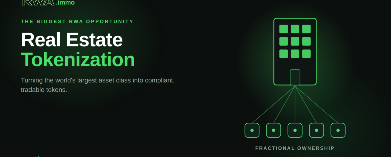 Real estate tokenization — a property divided into fractional ownership tokens
