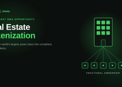 Real estate tokenization — a property divided into fractional ownership tokens